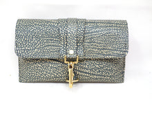 Gray blue textured clutch